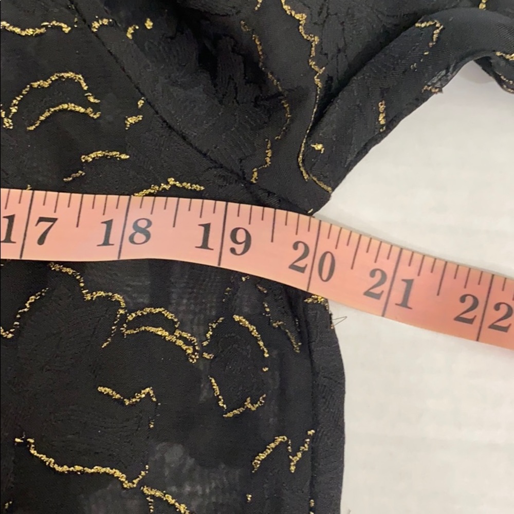 NWT Sheilay Shear Peasant Blouse Black & Gold - Picture 6 of 7